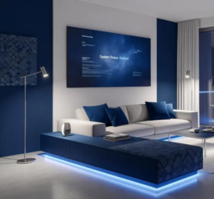 Inspiráló okosvilágítással felszerelt nappali és kerti terasz